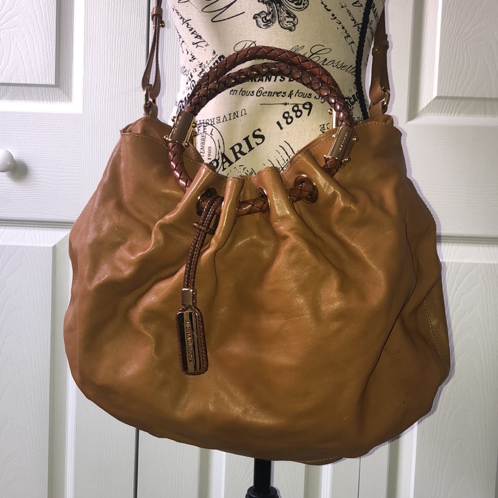 Michael Kors Collection tan ring handle satchel